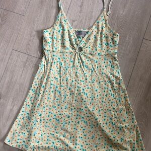 Urban Outfitters Blue and Yellow Spaghetti Strap Sundress